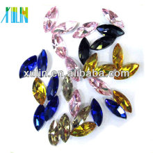 Vente chaude Marquise forme colorée pierre gemme à facettes cristal verre vêtements vêtement perles décorées
